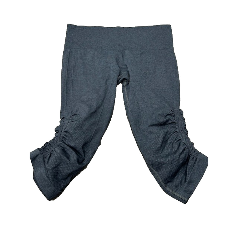 Lululemon Womens In The Flow Crop‎ II Capri Leggings Ruched Hem Yoga Gray Size 6